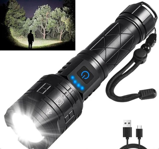 Linterna Potente Recargable Con Zoom